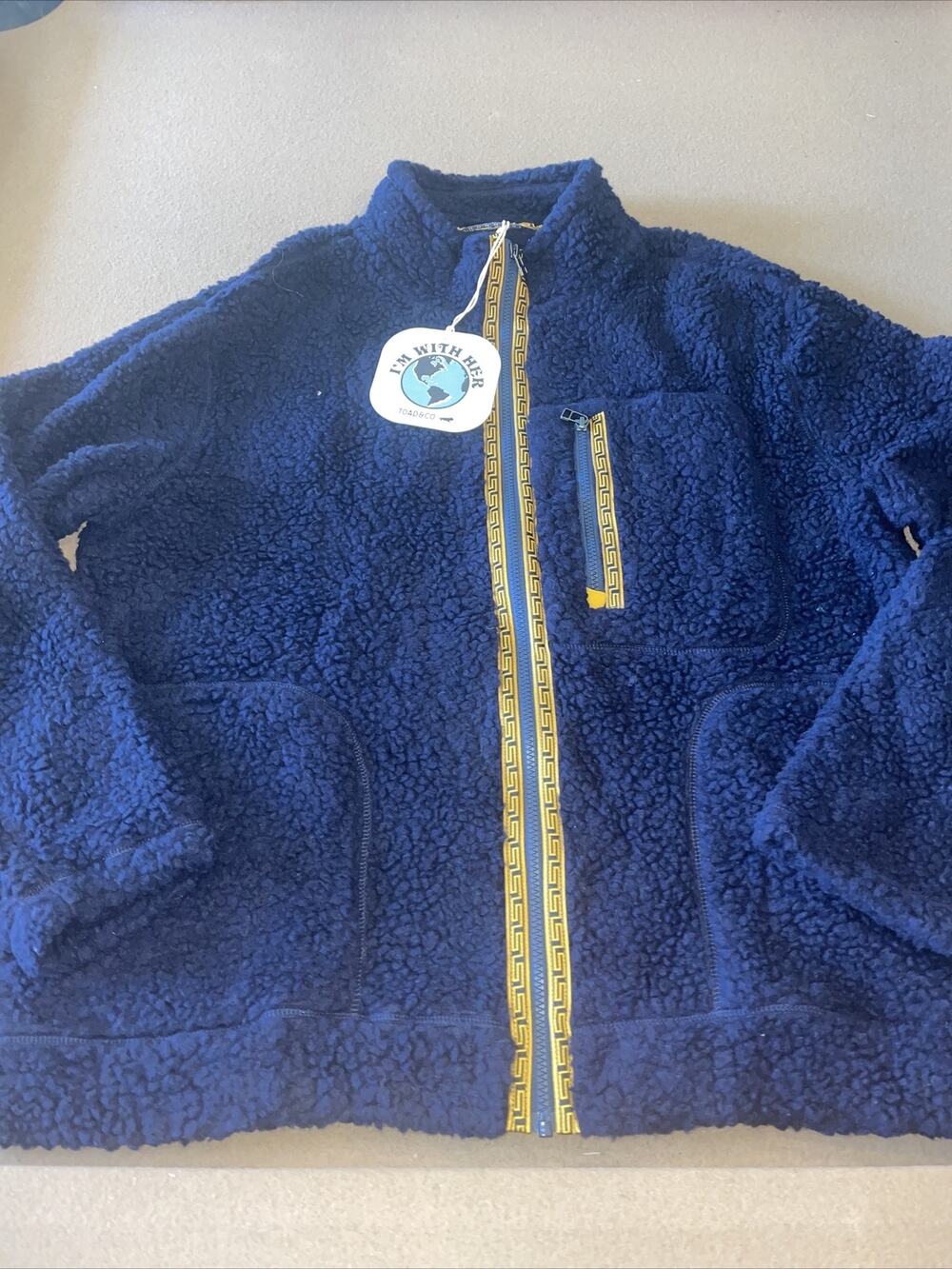 Todd & Co Sespe Sherpa Navy Blue Recycled Zip Jacket Coat Men’s Size XL NWT